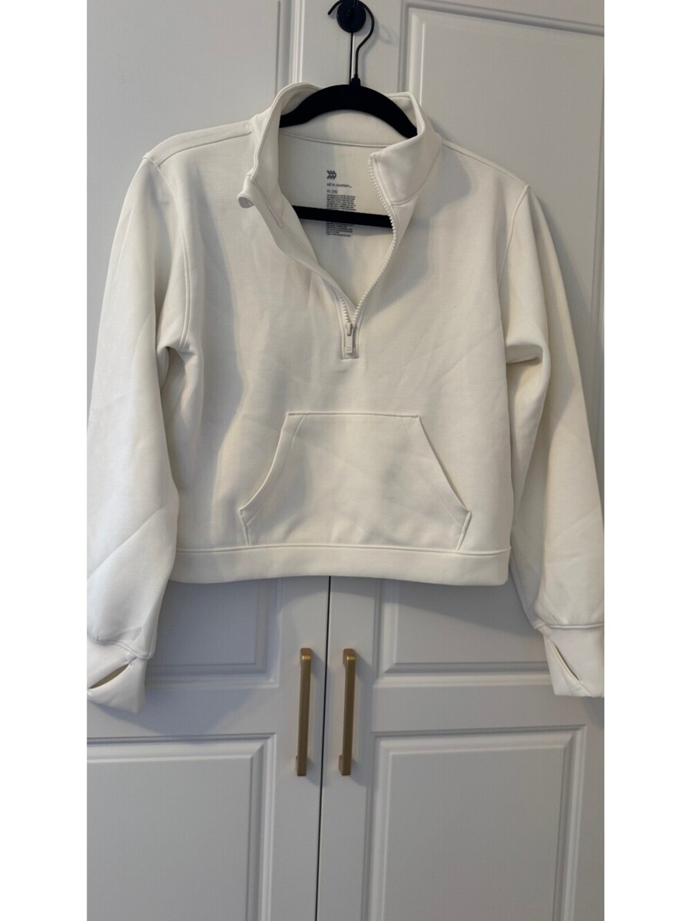All in Motion White Quarter Zip Pullover Sweatshirt XXL 20